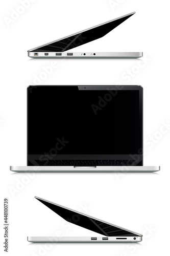 Laptop display mock up, opened and closed set