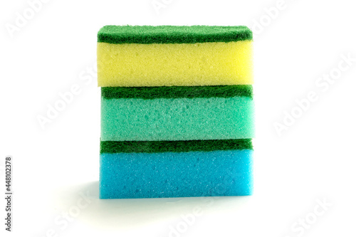 kitchen sponges isolated on white background.cleaning concept