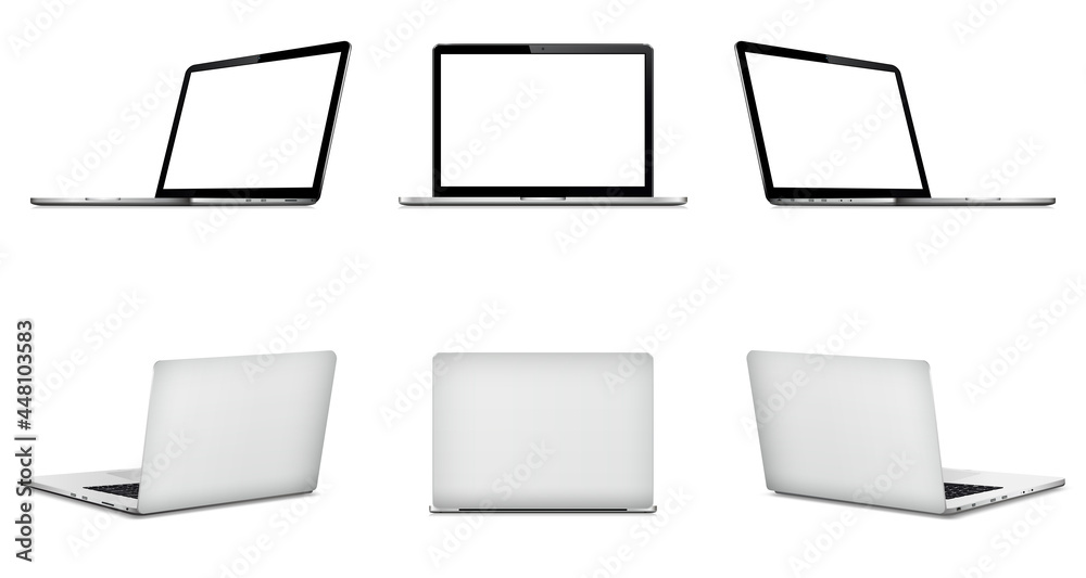 Laptop vector set, front and back side notebook mock up Laptop vector set, front and back side notebook mock up