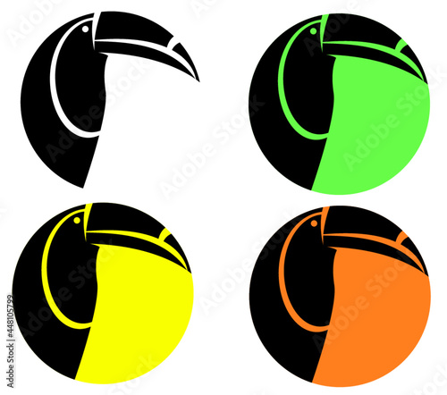 vector green, yellow and orange colored toucan bird logo