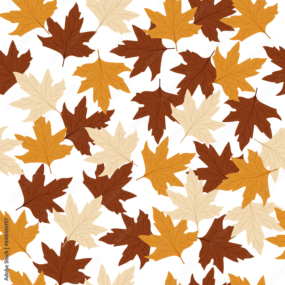 Autumn. Seamless pattern with autumn maple leaves. Background for textile or book covers, wallpapers, design, graphic art, printing, hobby, invitation. Vector illustration Autumn. Seamless pattern with autumn maple leaves. Background for textile or book covers, wallpapers, design, graphic art, printing, hobby, invitation. Vector illustration