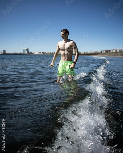 Man in the Atlantic ocean 