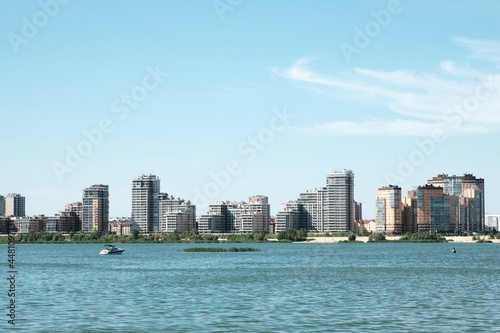 View of the city from the embankment of the Kazanka River - Kazan, Russia, July 2021. © kseniaso