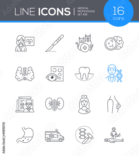 Medical professions - line design style icons set