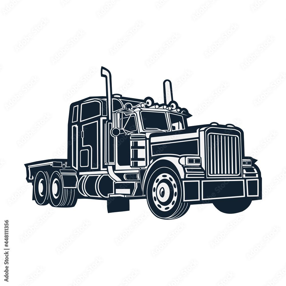 Big truck with a trailer vector design isolated on white background