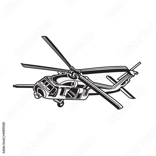 Blackhawk helicopter vector design isolated on white background