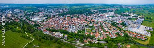 Fototapeta Naklejka Na Ścianę i Meble -  Aerial view of the city Giengen in Germany, Bavaria on a sunny day in Spring