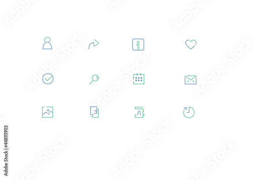 Obraz na płótnie Icon set of various icons like search, heart info w salonie