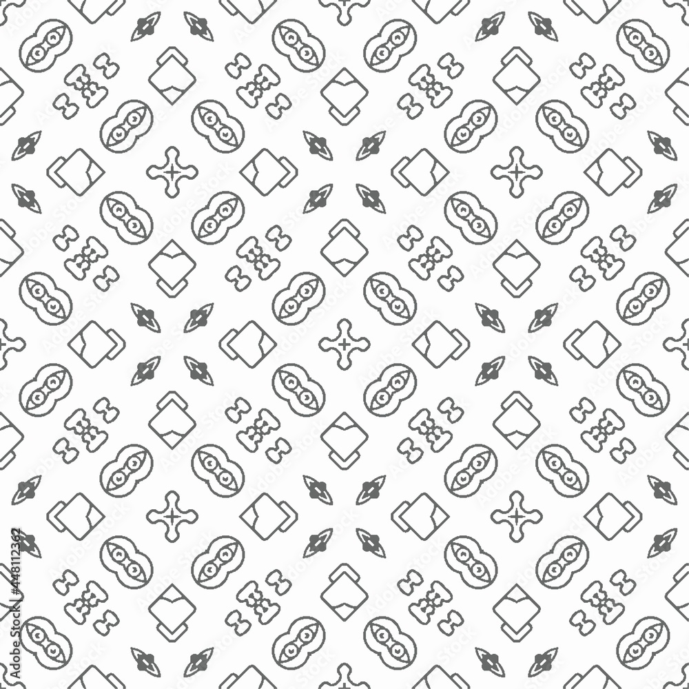 Abstract shape seamless, black line ornament pattern ready to print