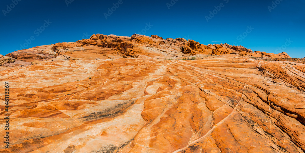 Colorful Slick Rock Formations Near The Upper Fire Canyon Wash, Valley of Fire State Park, Nevada, USA