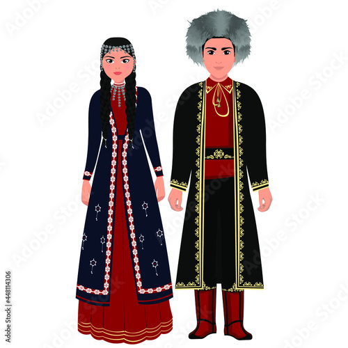 Photography Woman and man in folk national Bashkir costumes