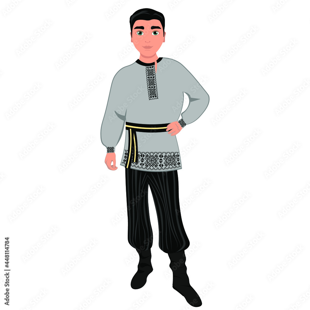 Men's folk national udmurt costume. Vector illustration Men's folk national udmurt costume. Vector illustration