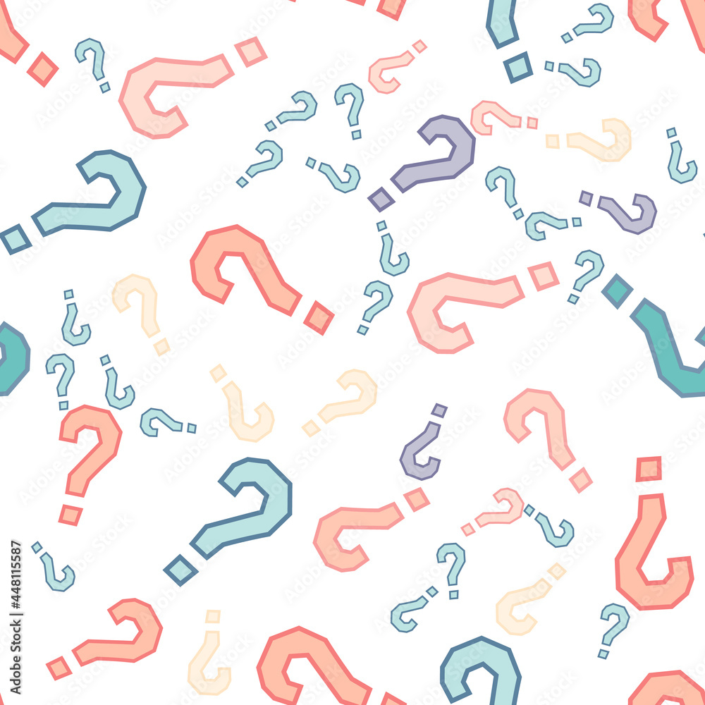 Quiz seamless pattern. Question marks, doubt, faq Quiz seamless pattern. Question marks, doubt, faq