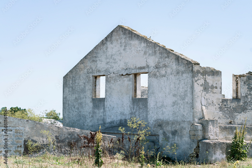 damaged ruined building, destroyed settlement after war damaged ruined building, destroyed settlement after war
