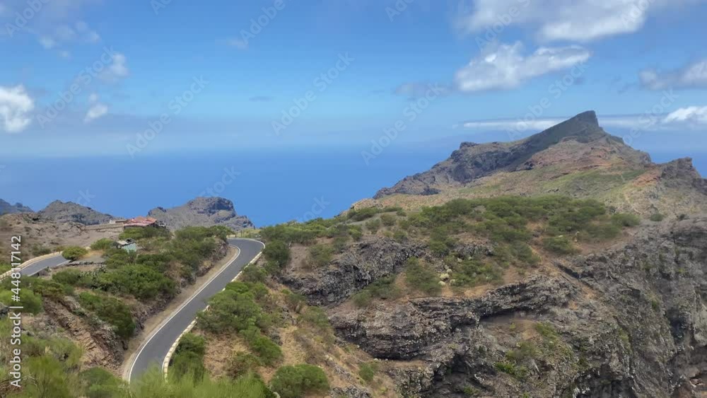 Scary Drive. Stunning scenery of the Masca Valley. Masca – a small village on Tenerife Island located 600 meters above the sea level Scary Drive. Stunning scenery of the Masca Valley. Masca – a small village on Tenerife Island located 600 meters above the sea level