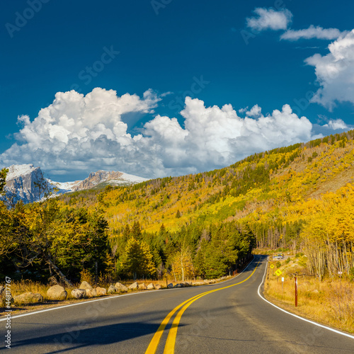 Highway at autumn in Colorado, USA.