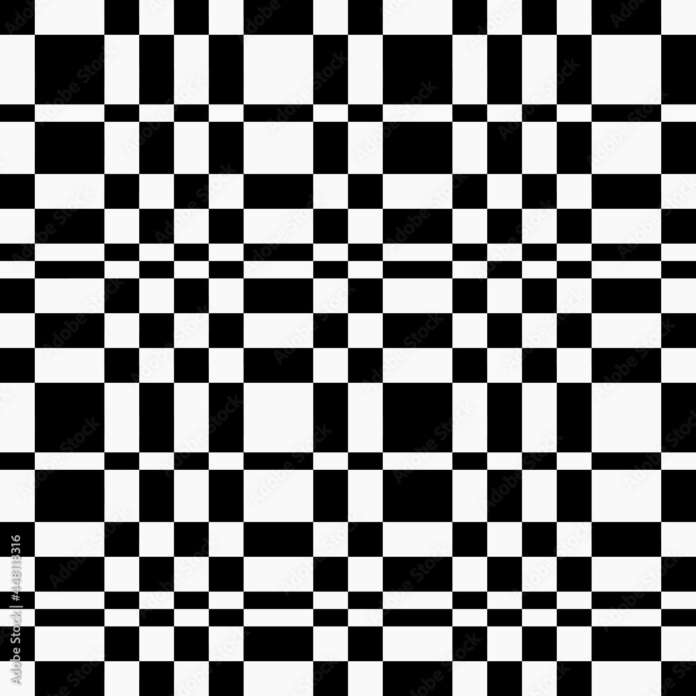 Fototapeta premium Break chess board. Vector squares and rectangles ornament. Seamless pattern checker shapes.