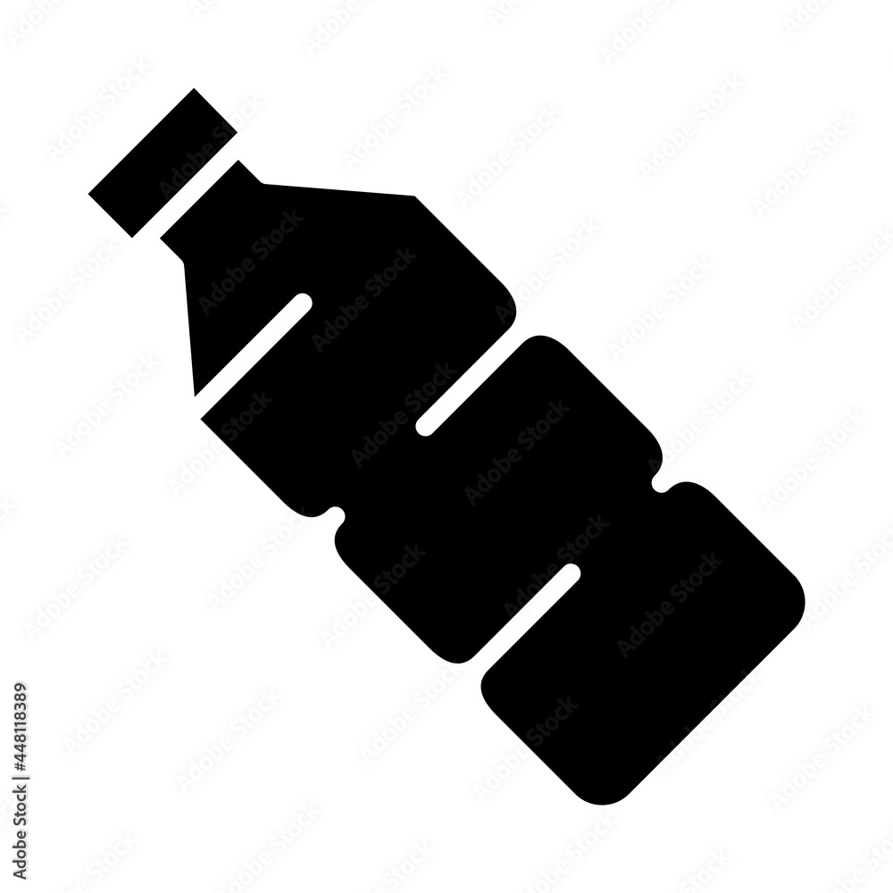 Plastic bottle in glyph style. Icon of bottle in black color. Simple flat illustration Plastic bottle in glyph style. Icon of bottle in black color. Simple flat illustration