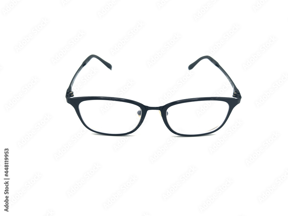 Glasses with black frames for reading books isolated on white background Glasses with black frames for reading books isolated on white background