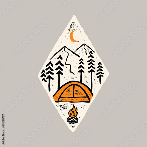 Camping adventure with beauty nature graphic illustration vector art t-shirt design