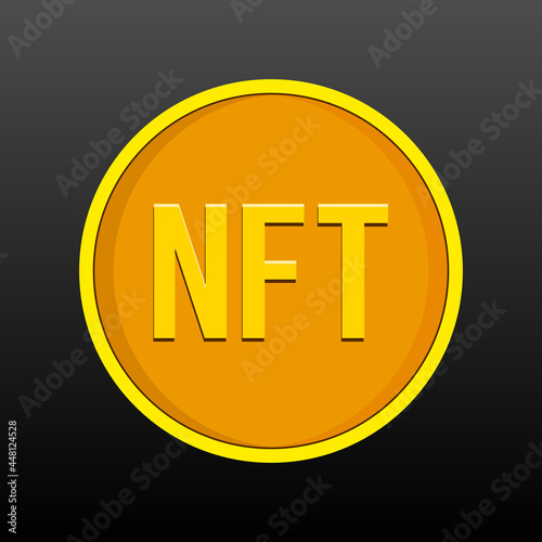 NFT coin vector illustration. Non fungible token icon. Сryptographic token. Isolated on white background