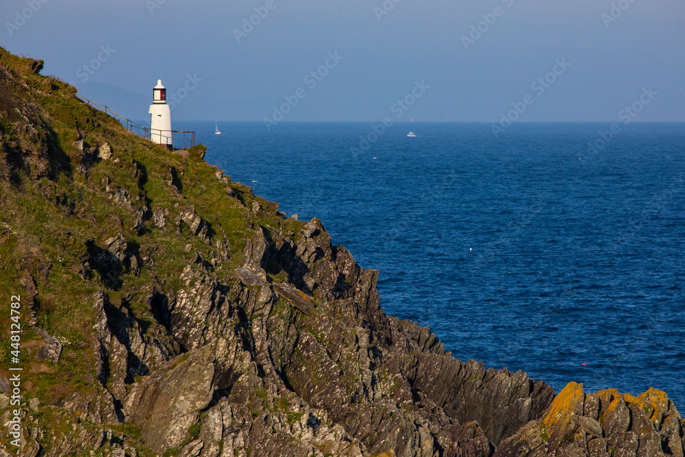 Spy House Point Lighthouse in Polperro, Cornwall, UK