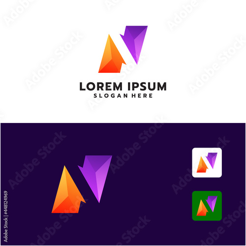 abstract letter n logo design very cool easy to remember suitable for your business symbol