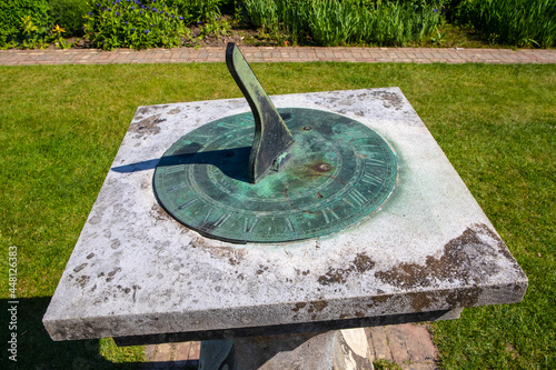 Sun Dial at the Lost Gardens of Heligan in Cornwall, UK