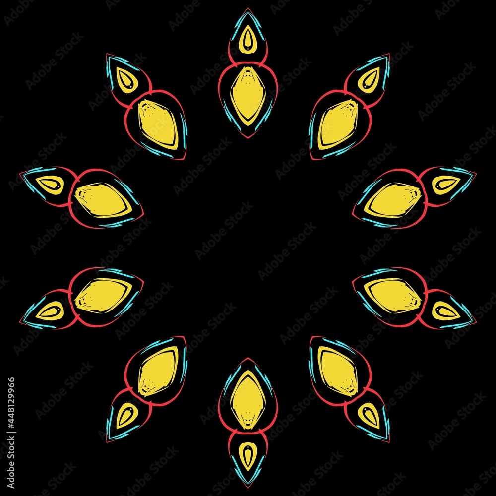 Naklejka premium Beautiful floral design with black background.