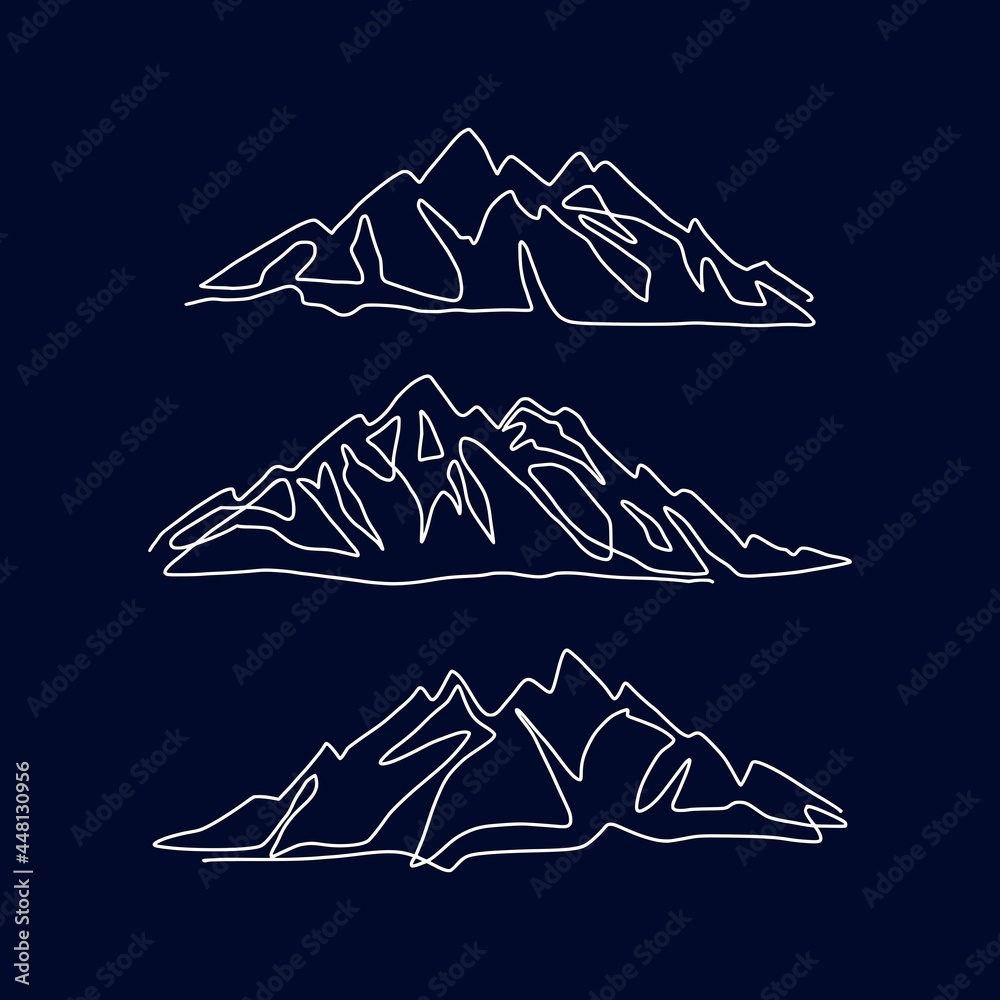 Silhouette of mountains by one black line