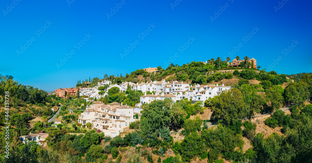 Benahavis In Malaga, Andalusia, Spain. Summer Cityscape. Village With Whitewashed Houses
