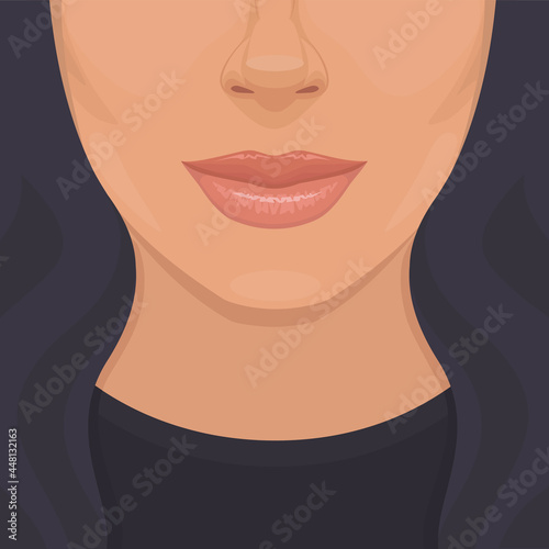 vector illustration, of Fashion model with red lips
