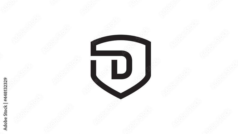 Creative D alphabet black shield flat symbol vector logo Creative D alphabet black shield flat symbol vector logo