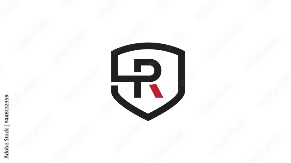 Creative R alphabet black shield flat symbol vector logo Creative R alphabet black shield flat symbol vector logo