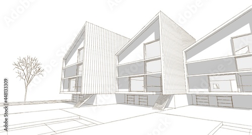 sketch of a modern house 3d rendering © Svjatoslav