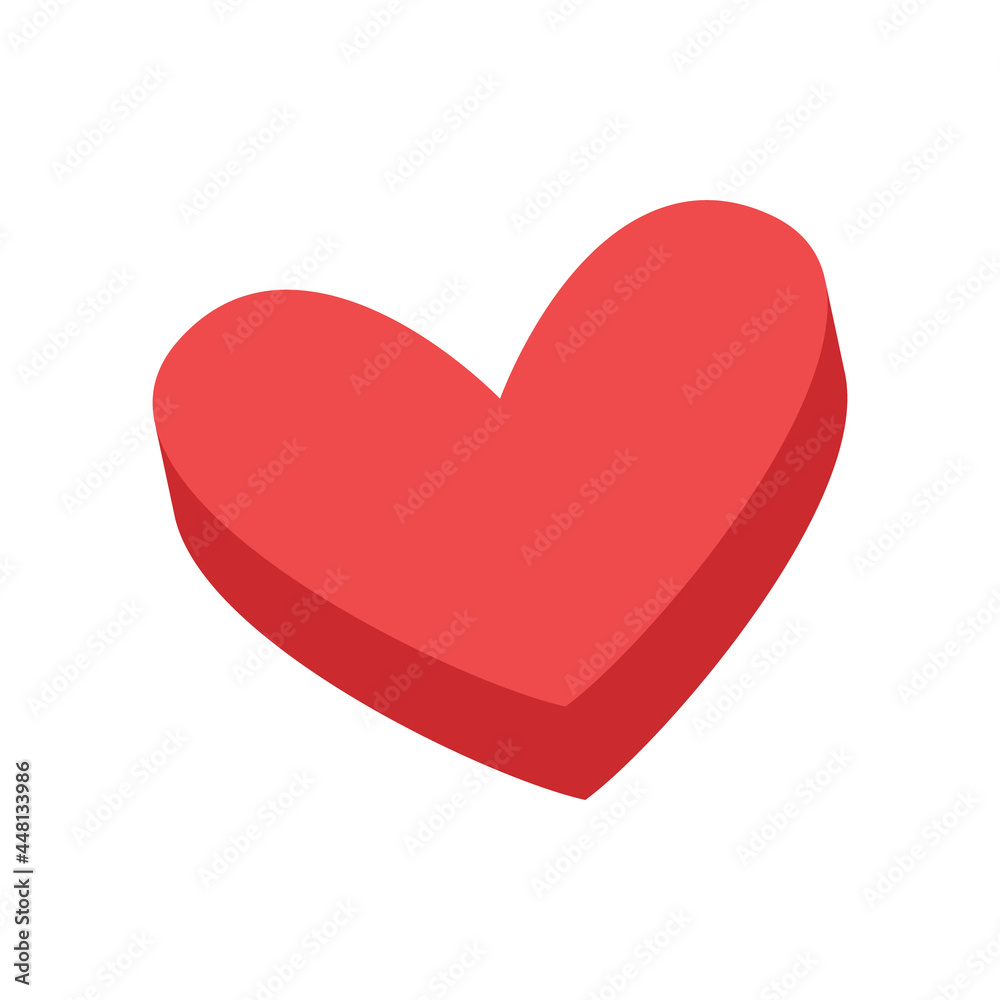 Heart vector icon. Flat style 3d illustration. Love representation. Valentine's day symbol.