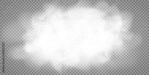 Fog or smoke isolated transparent special effect. White vector cloudiness, mist or smog background. 