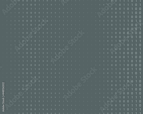 Random numbers 0 and 1. Background in a matrix style. Binary code pattern with digits on screen, falling character. Abstract digital backdrop. Vector illustration