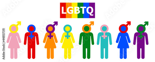 Vector image of a LGBTQ+ color. Pride symbol. Rainbow color for LGBTQ , The most widely known worldwide is the pride flag representing LGBT pride. Happy pride month.