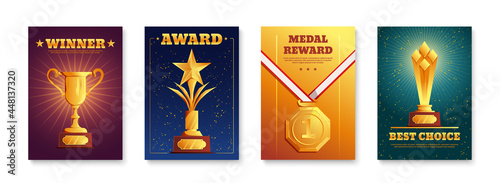 Cups Medals Posters Set