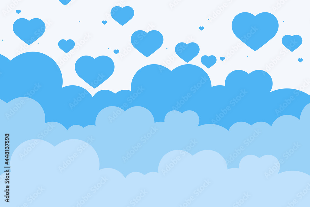 Blue Cloud Heart Background