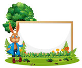 Blank Banner Garden With Rabbit Isolated