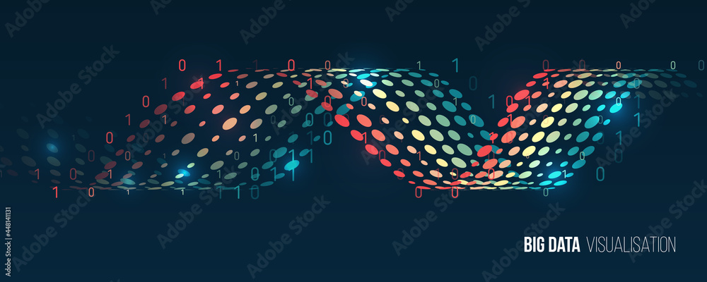 Machine learning algorithm. Waves twisted array visual concept. Big ...