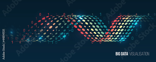 Machine learning algorithm. Waves twisted array visual concept. Big data visualization algorithms. Computer technology sorting data concept.