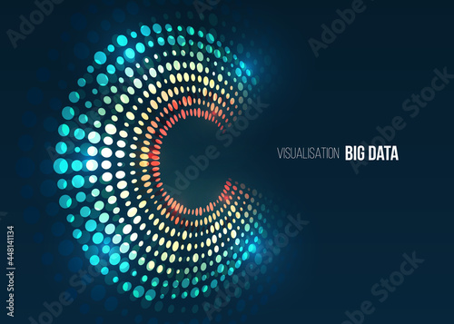 Wallpaper Mural Wide Big data visualization. Information analytics concept. Abstract stream information with circles array and binary code. Filtering machine algorithms. Sorting data. Vector technology background. Torontodigital.ca