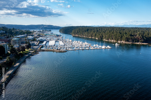 Aerial shot of Newcastle Island near Nanaimo, Vancouver Island, BC Canada photo