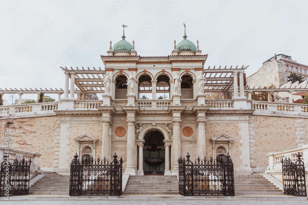 Fototapeta premium Varkert bazar Entrance, Castle garden bazaar, a neoclassical building complex on the western bank of the Danube in Budapest
