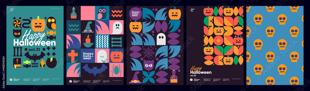 Happy Halloween. October 31. A set of simple vector illustrations. Minimalist, geometric, background pattern, icon. Perfect for poster, media banner, cover or postcard. Happy Halloween. October 31. A set of simple vector illustrations. Minimalist, geometric, background pattern, icon. Perfect for poster, media banner, cover or postcard.