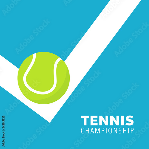 Tennis ball on the white line In the green tennis court, Illustration Vector  EPS 10