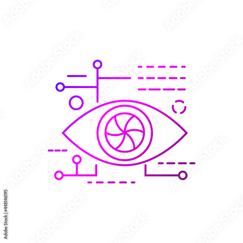 Cyberpunk eye outline icon. Future with robot technology. Bio-robot gadgets. Human high tech implants